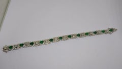 Tennisarmband aus natürlichem Smaragd und Diamanten in 14-karätigem Weißgold, 5,22 Karat