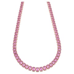 Elegant 18K Gold Necklace with Pink Sapphire, New Design