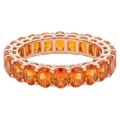 Natural 18K Gold Orange Sapphire Halo Ring, 5.92ct, New