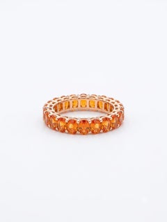 Natural 18K Gold Orange Sapphire Halo Ring, 5.92ct, New
