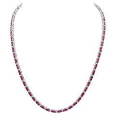 Elegant 18K Gold Necklace with 6.50ct Ruby and 0.58ct Diamonds