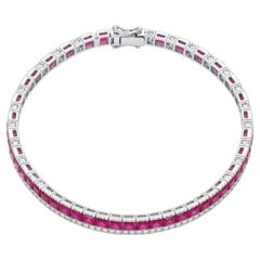 Natural 18K Gold Ruby 5.44ct & Diamond 0.88ct Bracelet