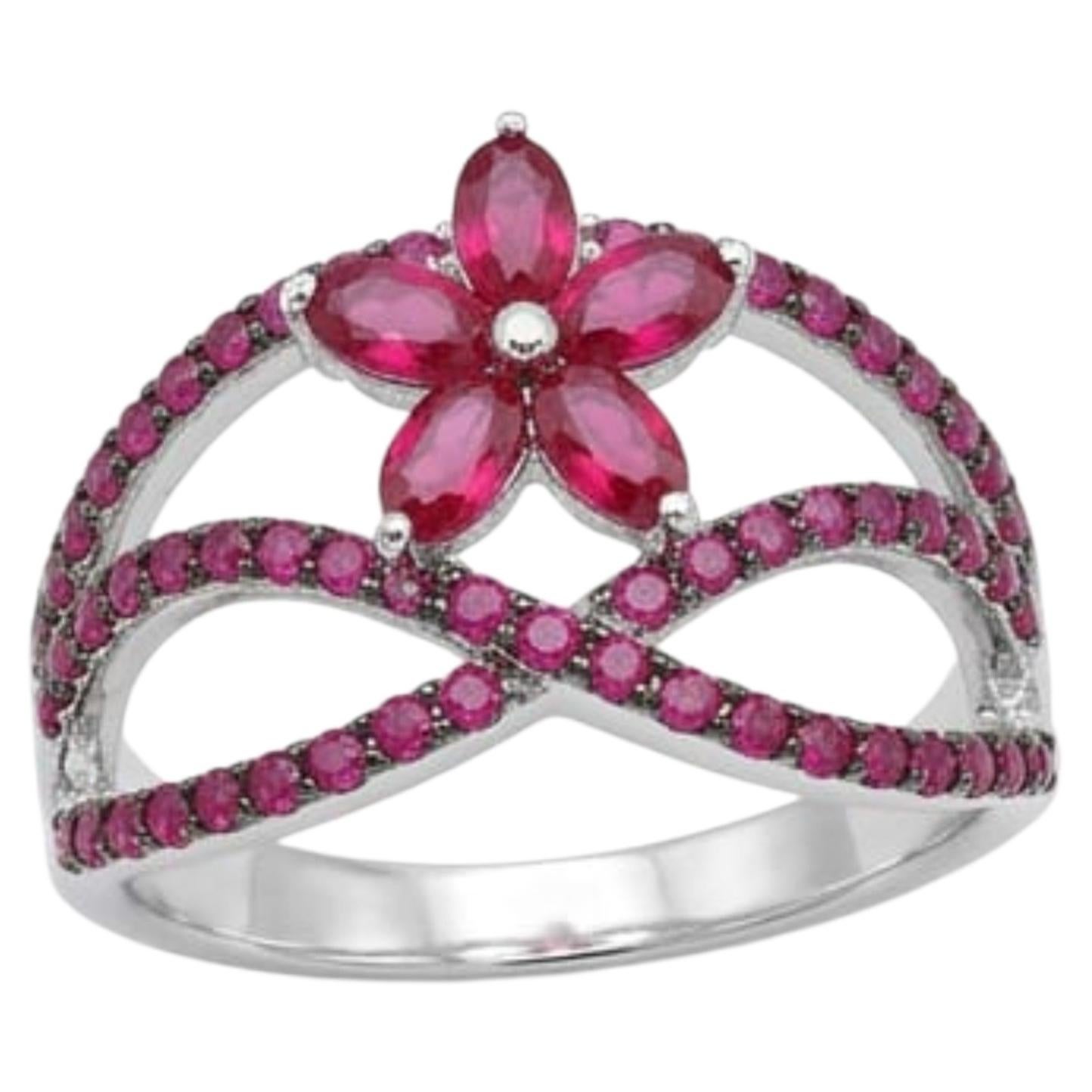 Natural 18K Gold Ruby Halo Ring with 0.93ct Ruby For Sale