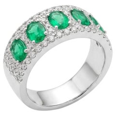 Natural 18K Gold Emerald Halo Ring with 1.06ct Diamonds, New