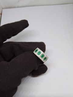 Natural 18K Gold Emerald Halo Ring with 1.06ct Diamonds, New