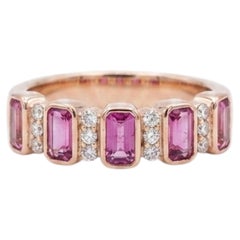 Natural 18K Gold Diamond and Ruby Halo Ring, New Design