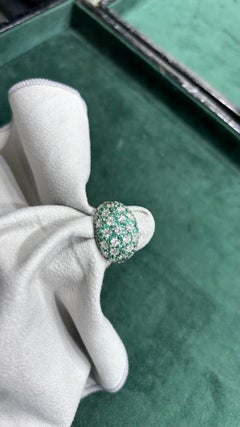 Emerald and Diamond Halo Ring in 18K Gold, 2.40ct & 1.78ct