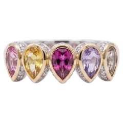 Superbe bague en or 18 carats avec halo de saphirs et de diamants, nouveau modèle