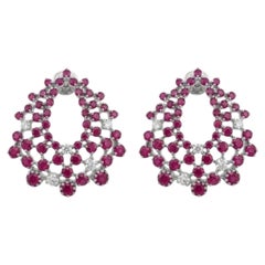 18K Gold Diamond 0.13ct and Ruby 1.29ct Stud Earrings