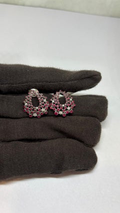 18K Gold Diamond 0.13ct and Ruby 1.29ct Stud Earrings