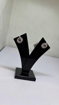 18K Gold Diamond 0.59ct Semi Stone Stud Earrings, New