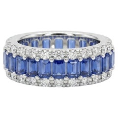 Natural 18K Gold 1.10cts Diamond & 4.30cts Sapphire Ring, New Design