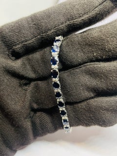 Bracelet en or naturel 18 carats, avec saphir bleu de 11,47 carats et diamants de 0,45 carat