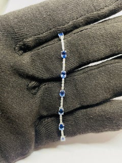 18K Gold Blue Sapphire 3.62ct & Diamond 0.39ct Bracelet