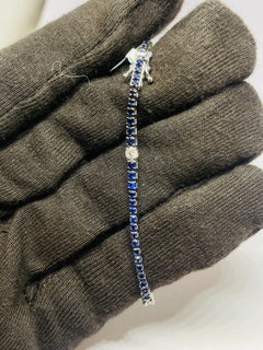 Bracelet en or naturel 18 carats, avec saphir bleu de 2,74 carats et diamants de 0,45 carat