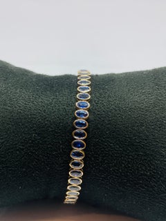 Natural 18K Gold Blue Sapphire 15.19cts Bracelet
