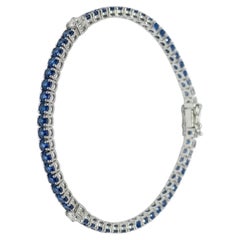 Elegant 18K Gold Blue Sapphire 2.74ct & Diamond 0.45ct Bracelet