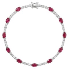 Elegant 18K Gold Ruby 2.84ct & Diamond 0.39ct Bracelet, New