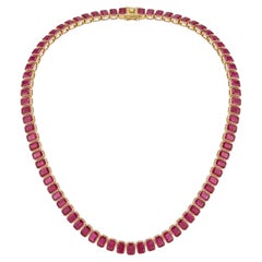 New 18K Gold Necklace with 44.88ct Ruby, Elegant Design, 25.97g