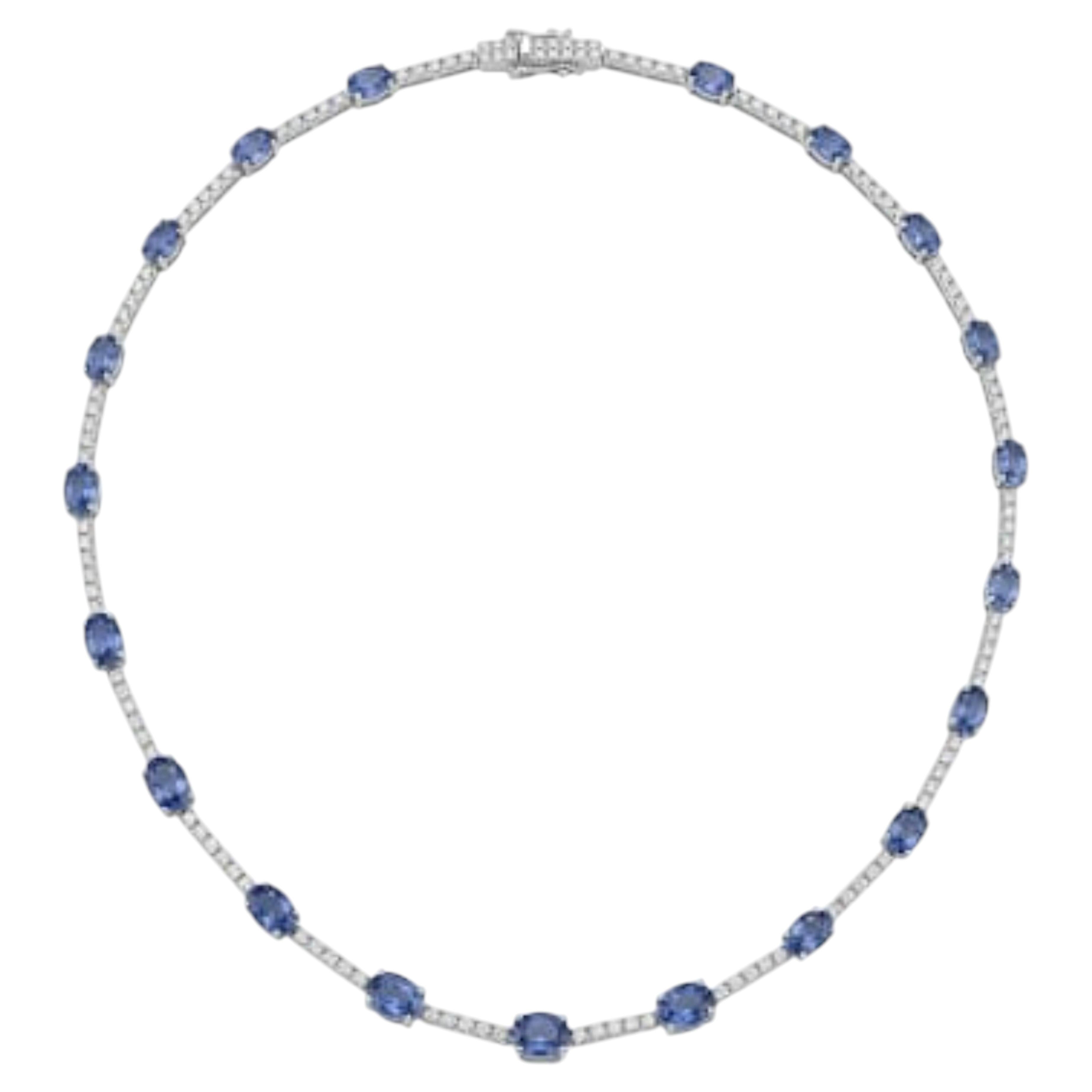 Collana in oro 18 carati con zaffiro blu da 13,10 carati e diamanti da 1,17 carati