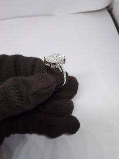 Natural 18K Gold Diamond Halo Ring, 2.44ct Pie Cut & Round Diamonds