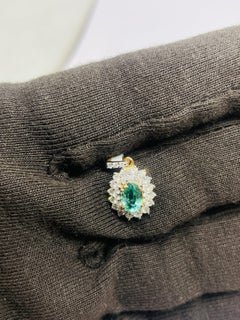 Pendentif en or 18 carats naturel, émeraude de 0,79 ct, diamants de 0,66 ct