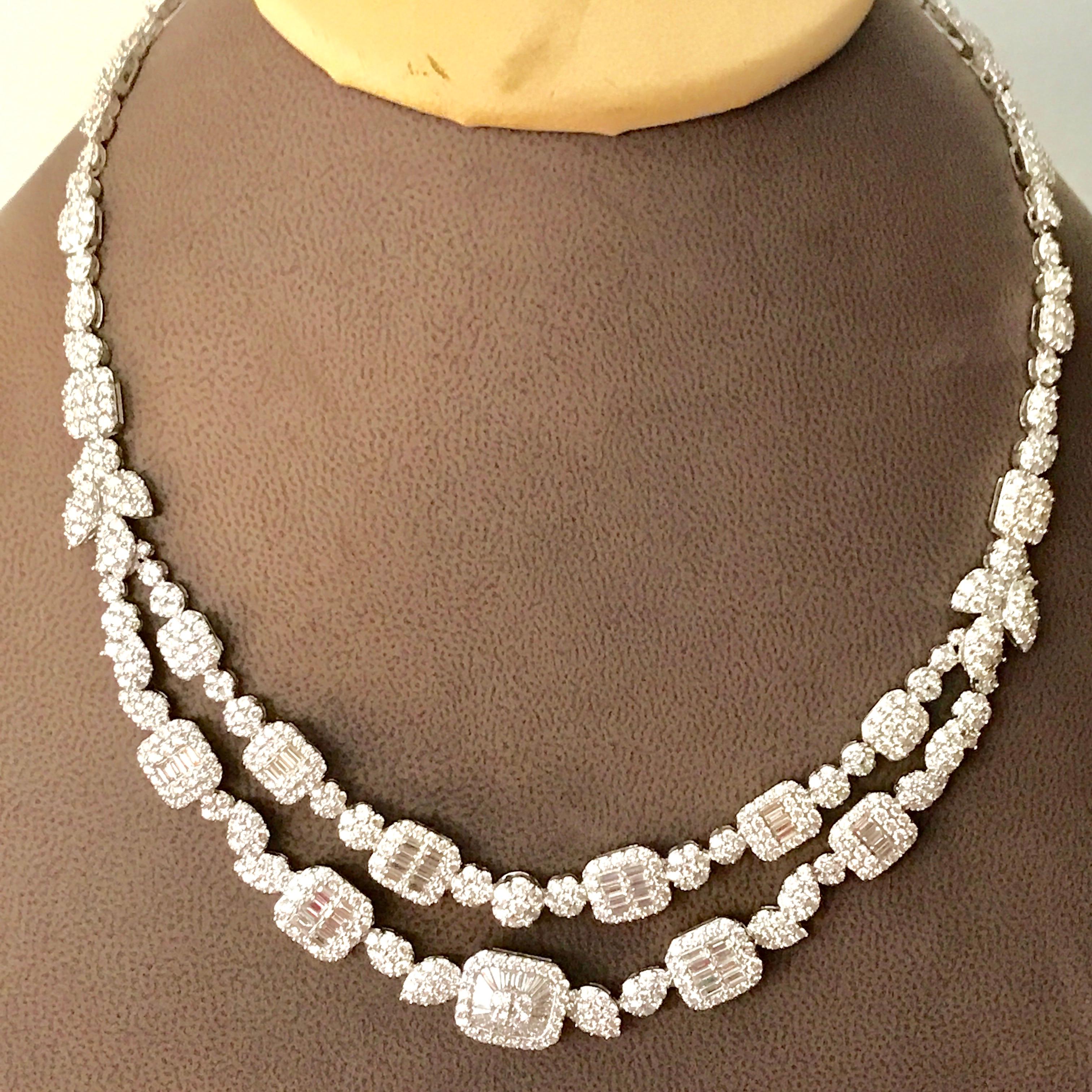 18 Carats VS E Quality Diamond 18 Karat White Gold Necklace Bridal Brand New Excellent état - En vente à New York, NY