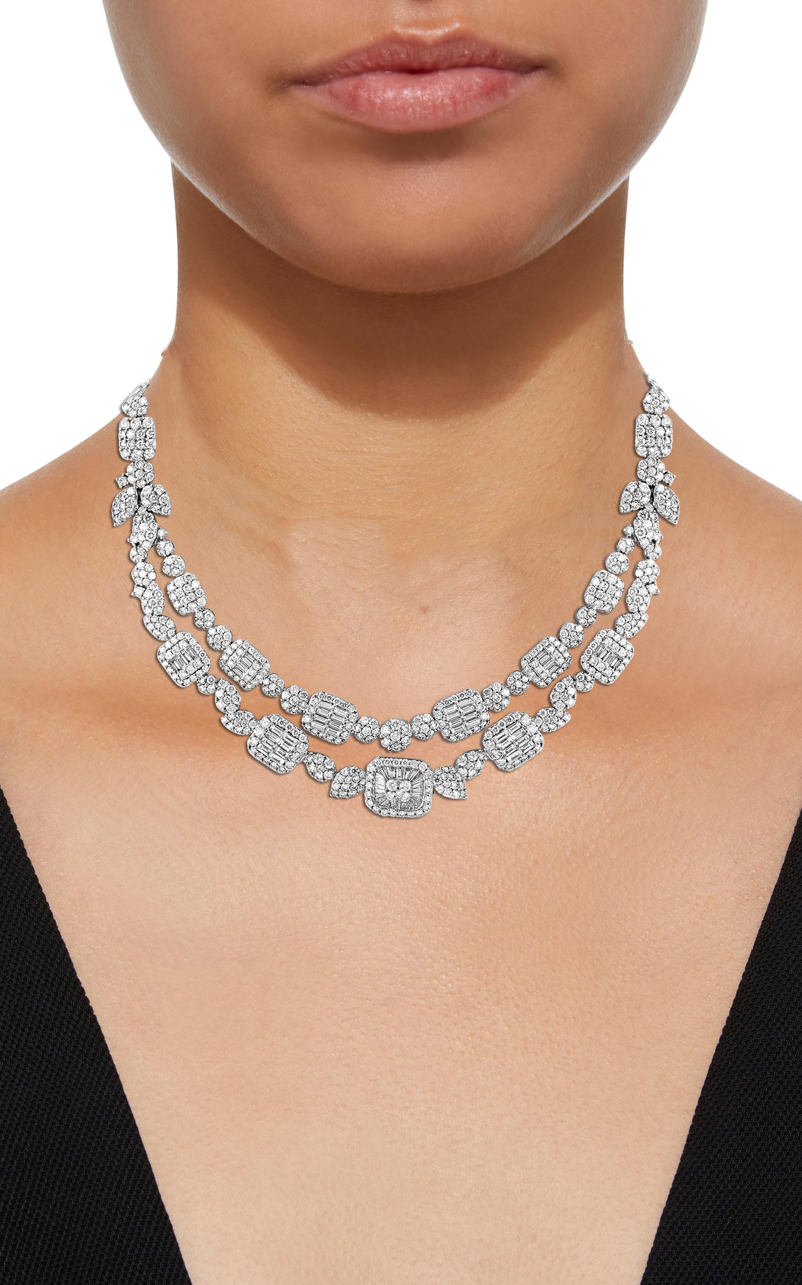 18 Carats VS E Quality Diamond 18 Karat White Gold Necklace Bridal Brand New Pour femmes en vente