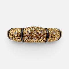 Leporttie Heart Shape Diamond Bangle + Black in 18 Karat Yellow Gold 86 Gm Large