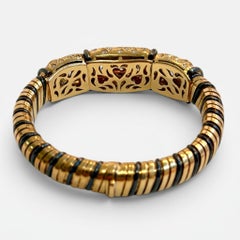 Leporttie Heart Shape Diamond Bangle + Black in 18 Karat Yellow Gold 86 Gm Large