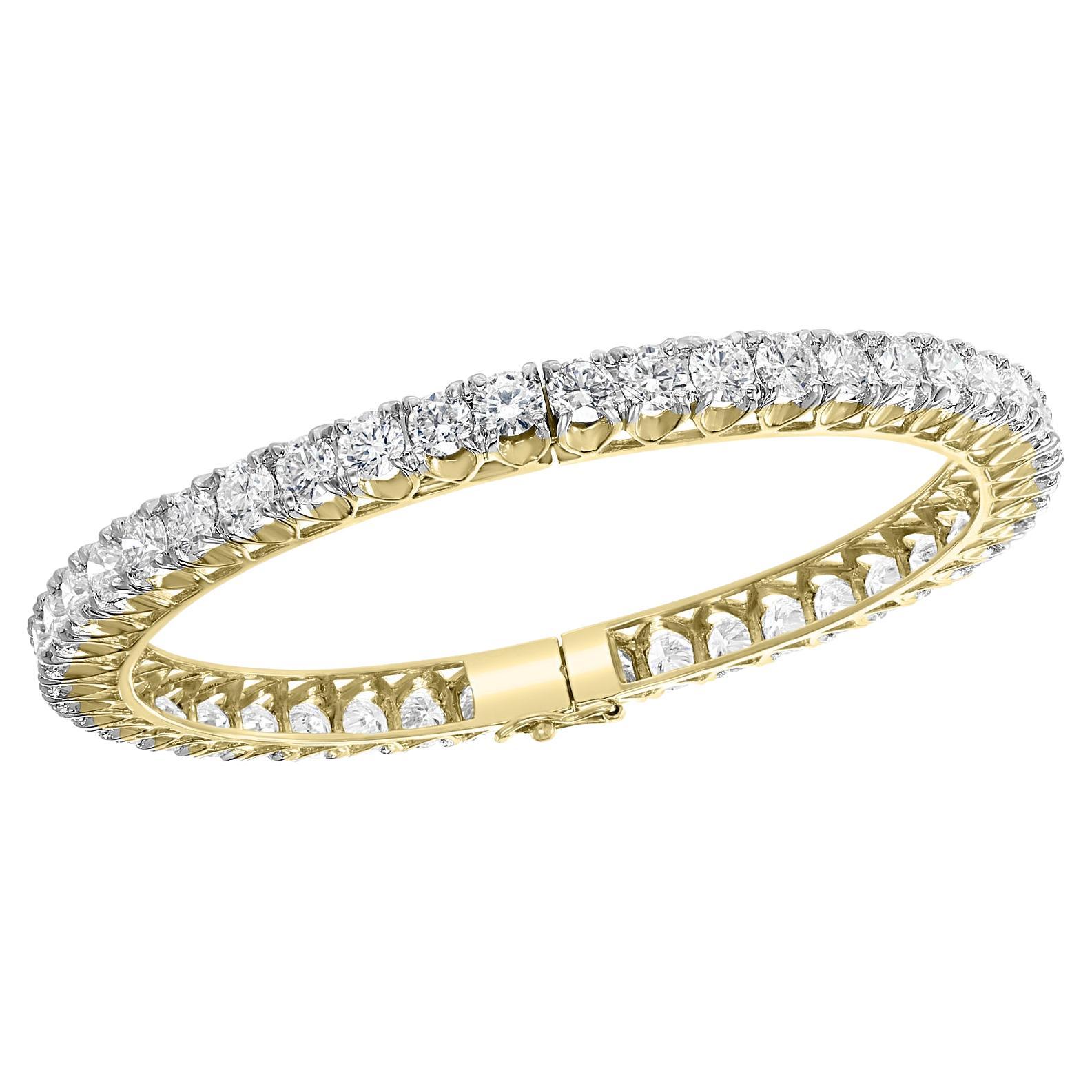 30 Pointer Each, 14 Ct Single Line Eternity 18 Kt Gold & Diamond Bangle, Single For Sale