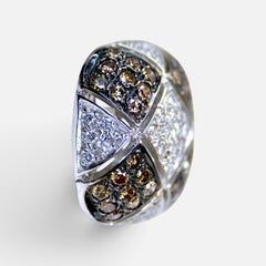 Monte Carlo Champagne and White Diamond Clip Earrings in 18 Karat White Gold