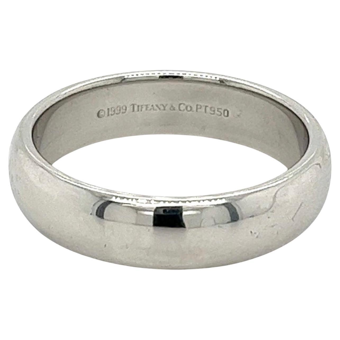 Tiffany & Co. Signed Platinum Wide Plain Wedding Band Ring 15 Grams, Estate For Sale