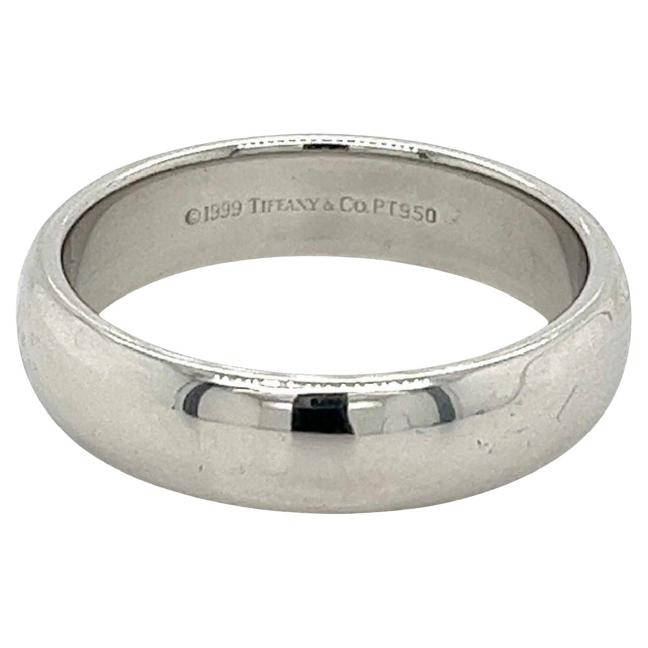 Tiffany & Co. Signed Platinum Wide Plain Wedding Band Ring 15 Grams, Estate