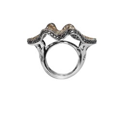 Black and Fancy Colors Diamonds Ring Micro Pave Set in 18 Karat White Gold Sale