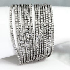40 Carat of Diamonds on 14 Rows of Tennis Bracelets in 18 Karat White Gold