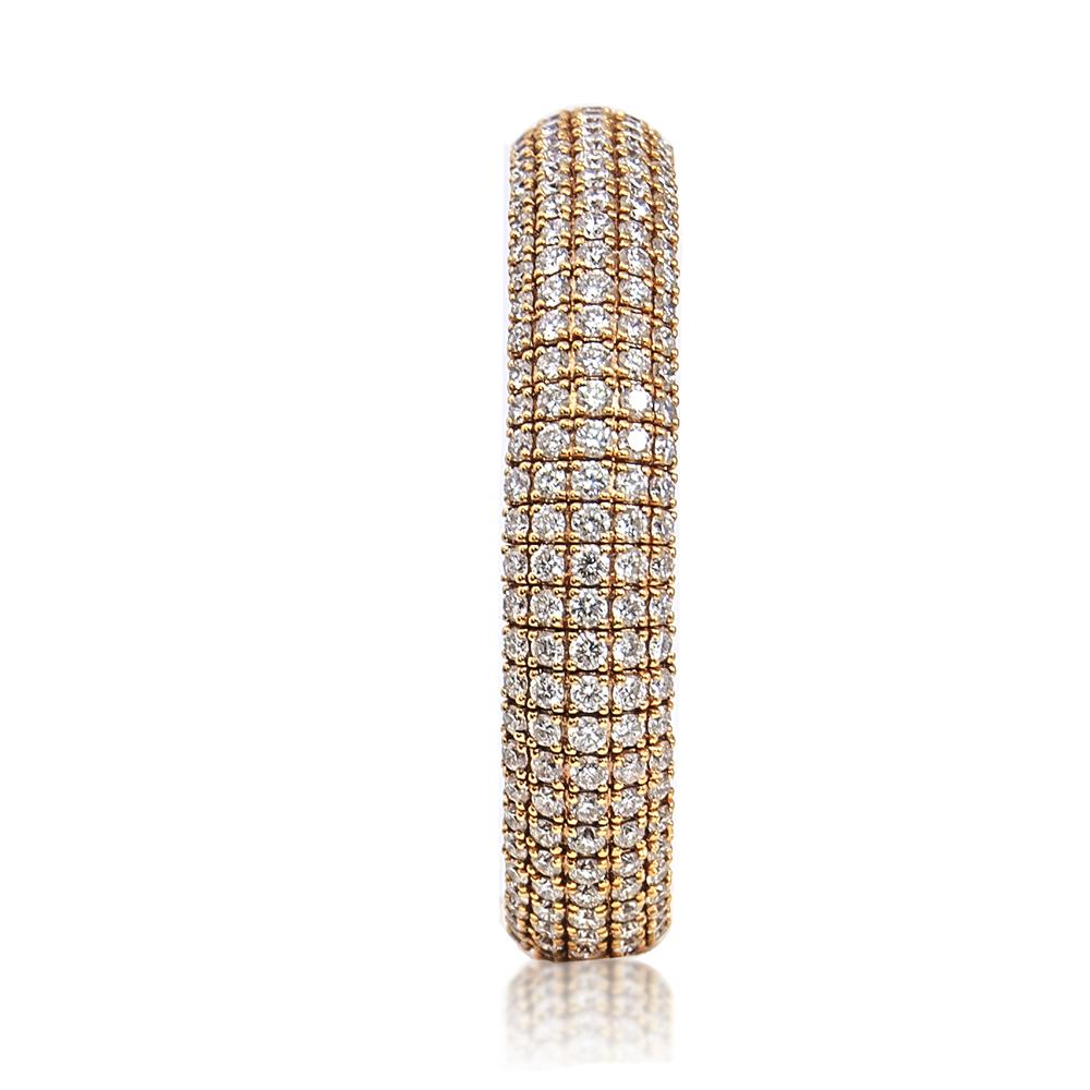 Contemporary 12.40 Carat Flexible Diamond Bangle Bracelet 18 Karat Yellow Gold Open Cuff For Sale