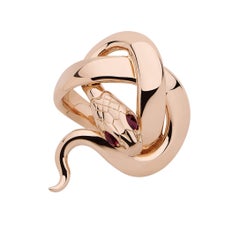 Sylvie Corbelin Signature Snake Ring in 18K Rose Gold and Rubies