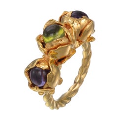 Sylvie Corbelin  Three Stones Flower Ring in Vermeil 