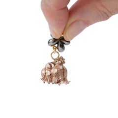 Sylvie Corbelin Gold and Silver Love Birds Earrings with Pansies