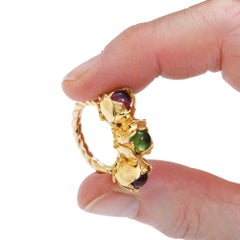 Sylvie Corbelin  Three Stones Flower Ring in Vermeil