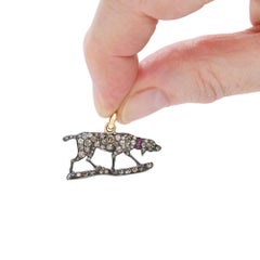 Sylvie Corbelin Dog Charm in Gold and Silver with Diamonds
