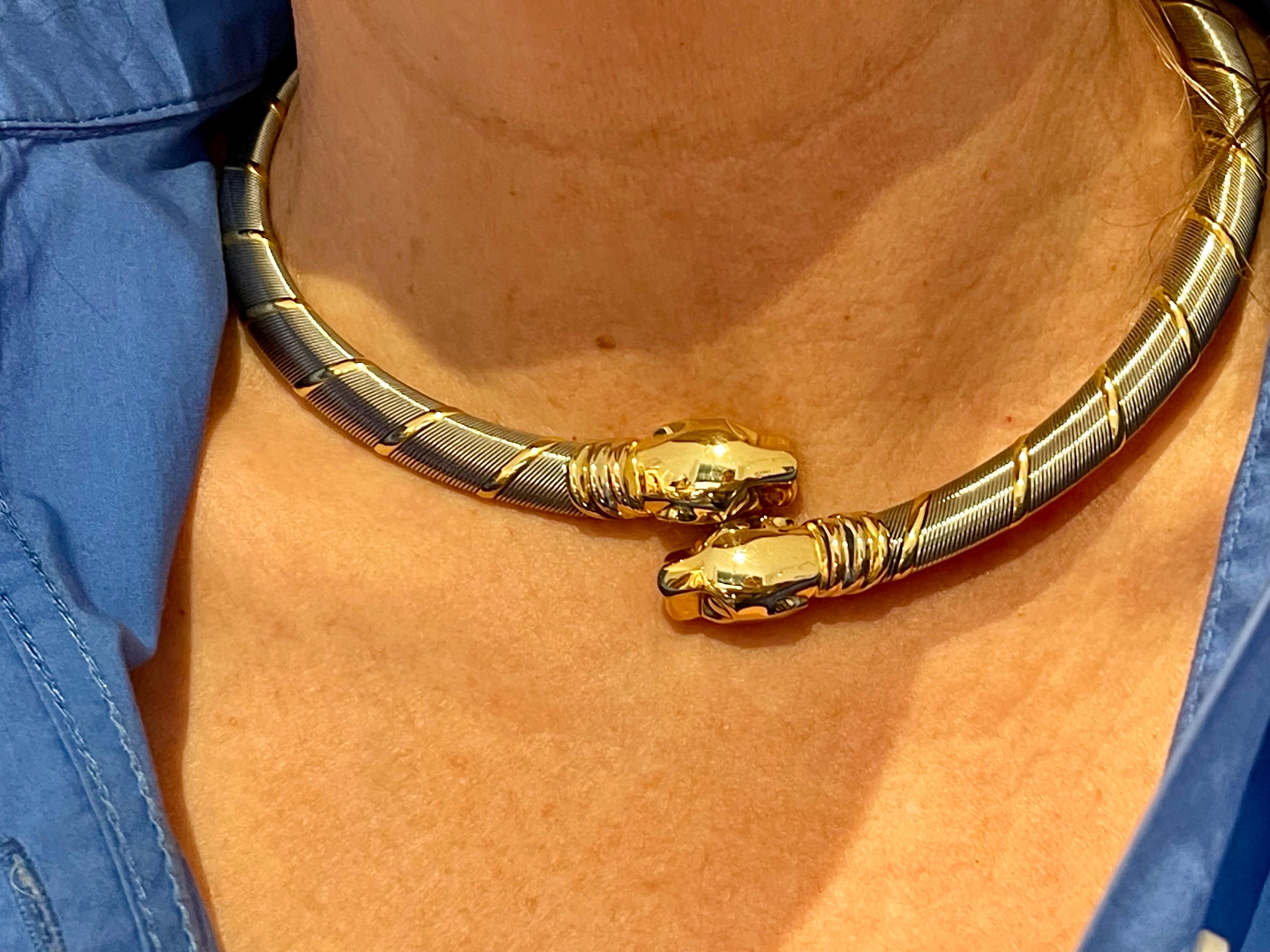 Women's Cougar Cartier Necklace Panther necklace yellow white rose Gold stainless steel For Sale