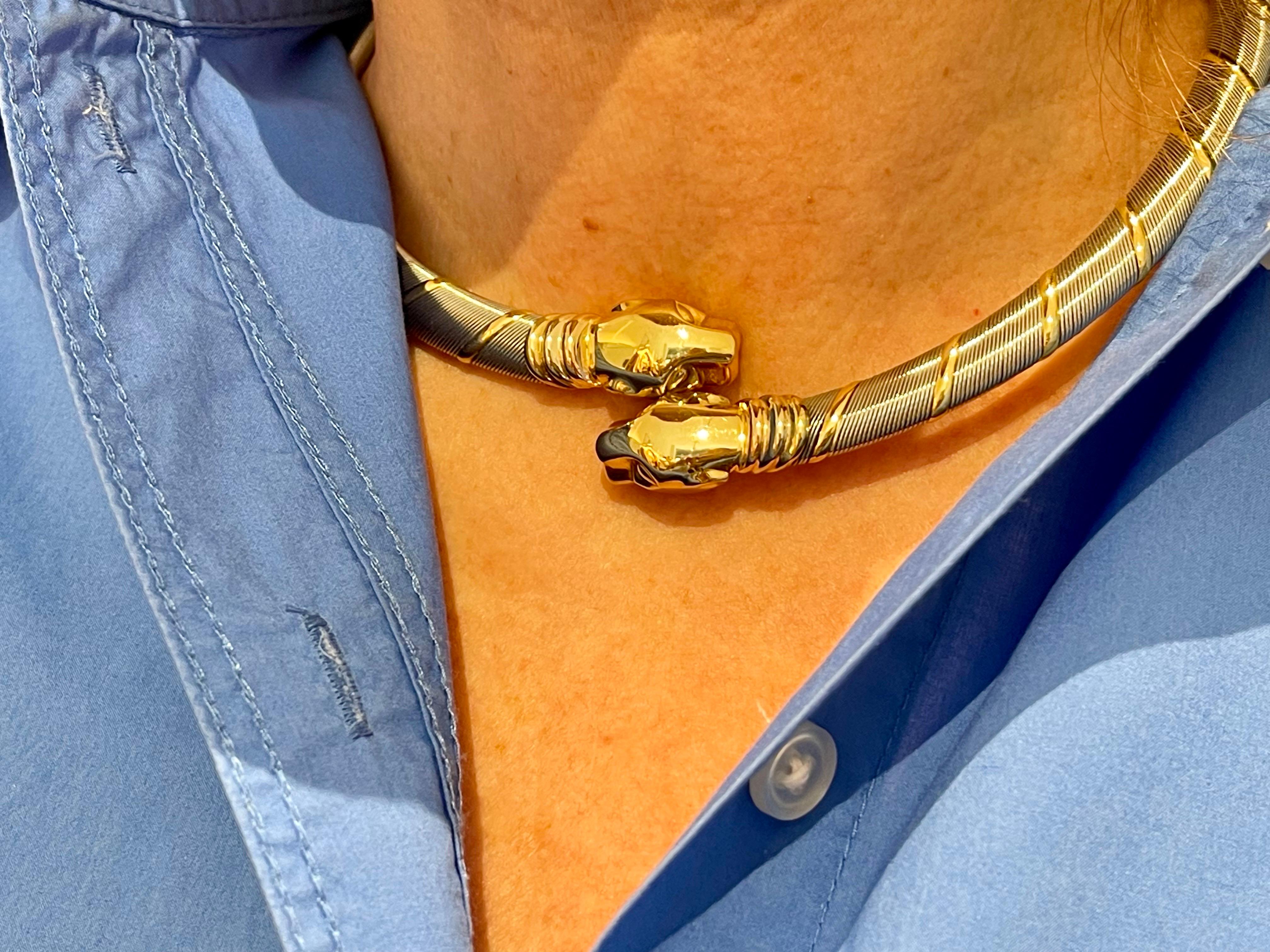 Cougar Cartier Necklace Panther necklace yellow white rose Gold stainless steel For Sale 5