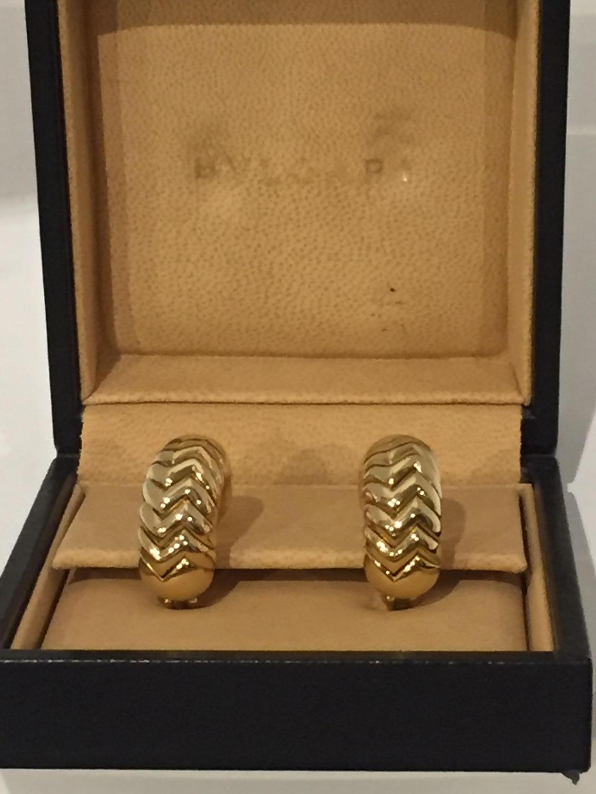 Pair of 18 Karat Gold 'Spiga' Earrings, Bulgari 2