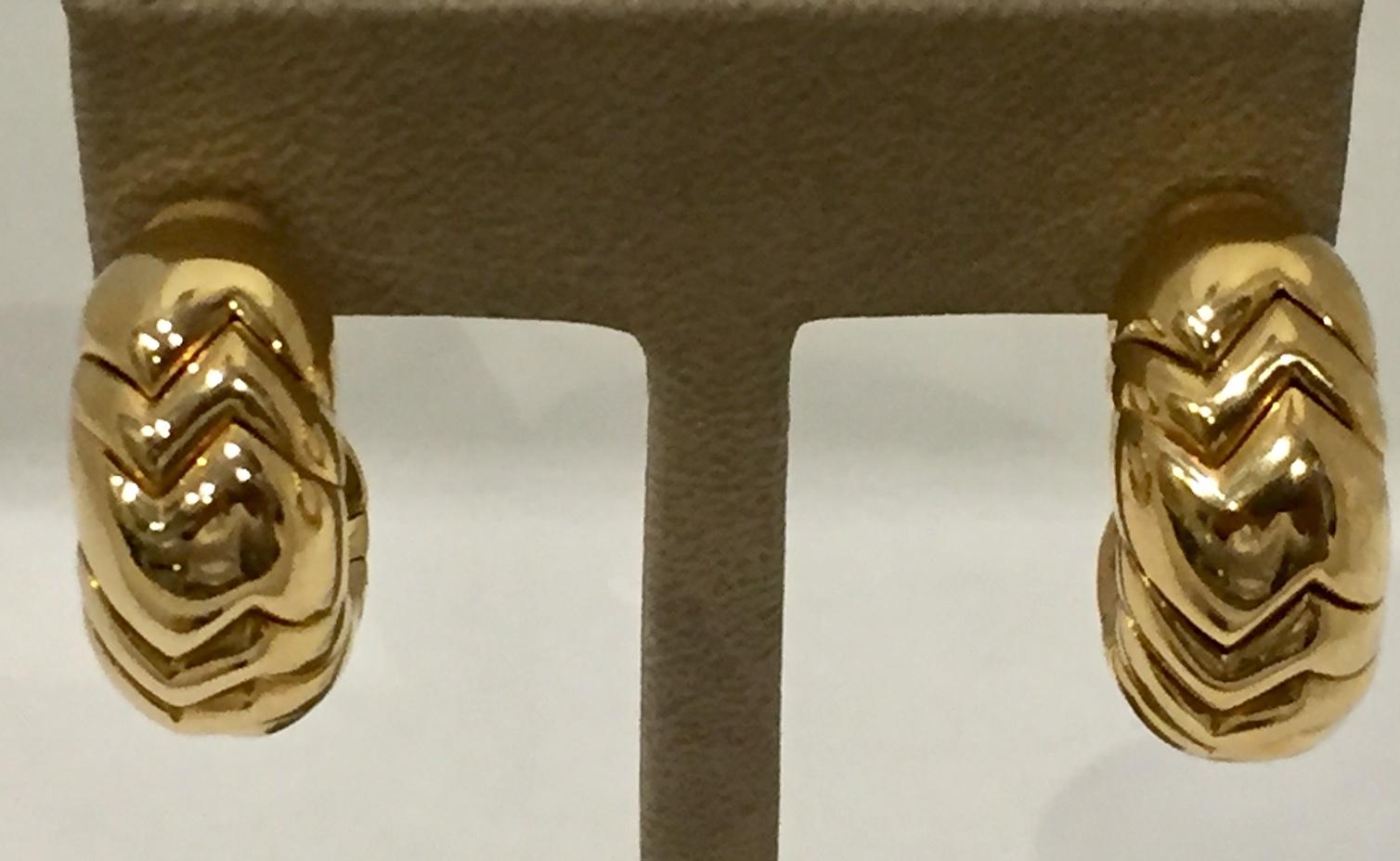 Women's Pair of 18 Karat Gold 'Spiga' Earrings, Bulgari
