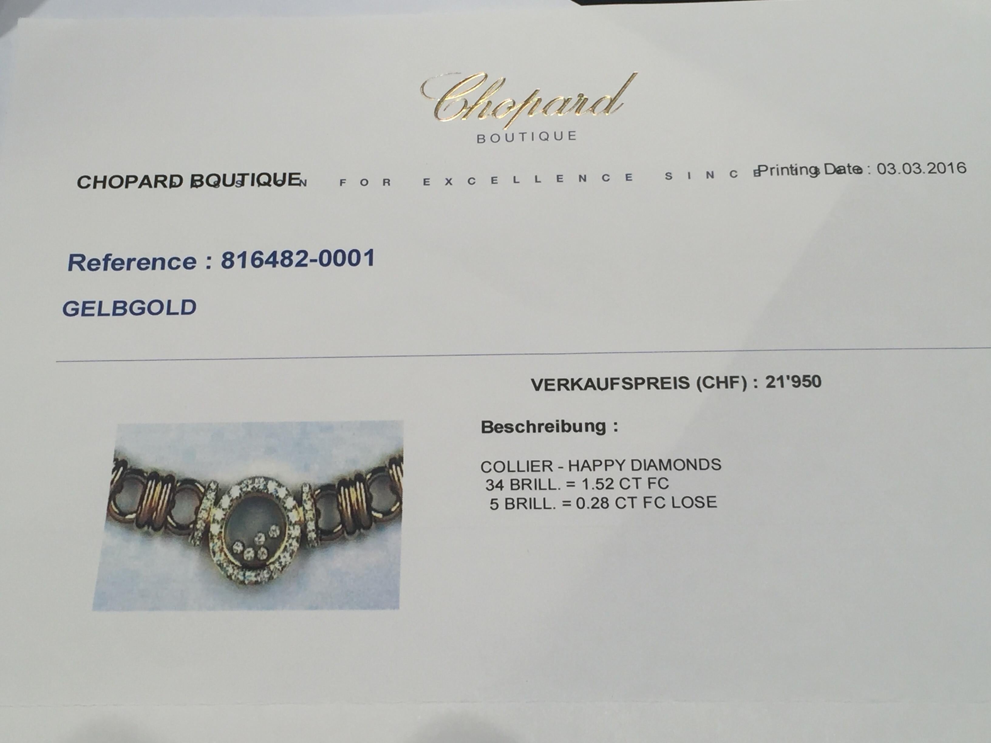 Chopard Happy Diamonds Diamond Yellow Gold Necklace In Good Condition For Sale In Zurich, Zollstrasse