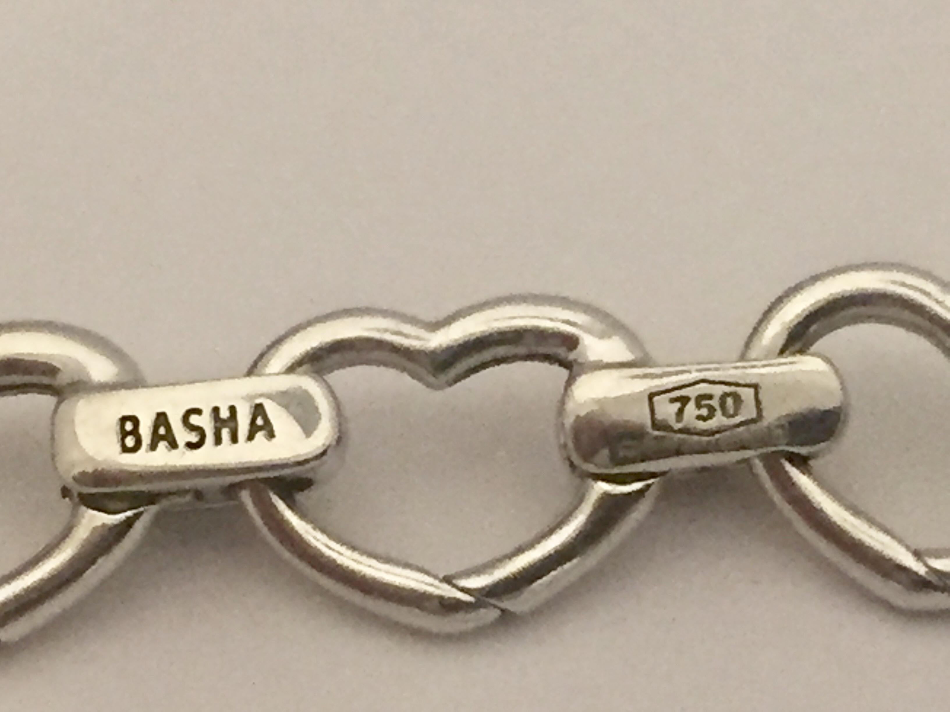 Aaron Basha Collier ou bracelet vintage en or 18 carats avec 3 breloques en forme de cœur ouvert en vente 2
