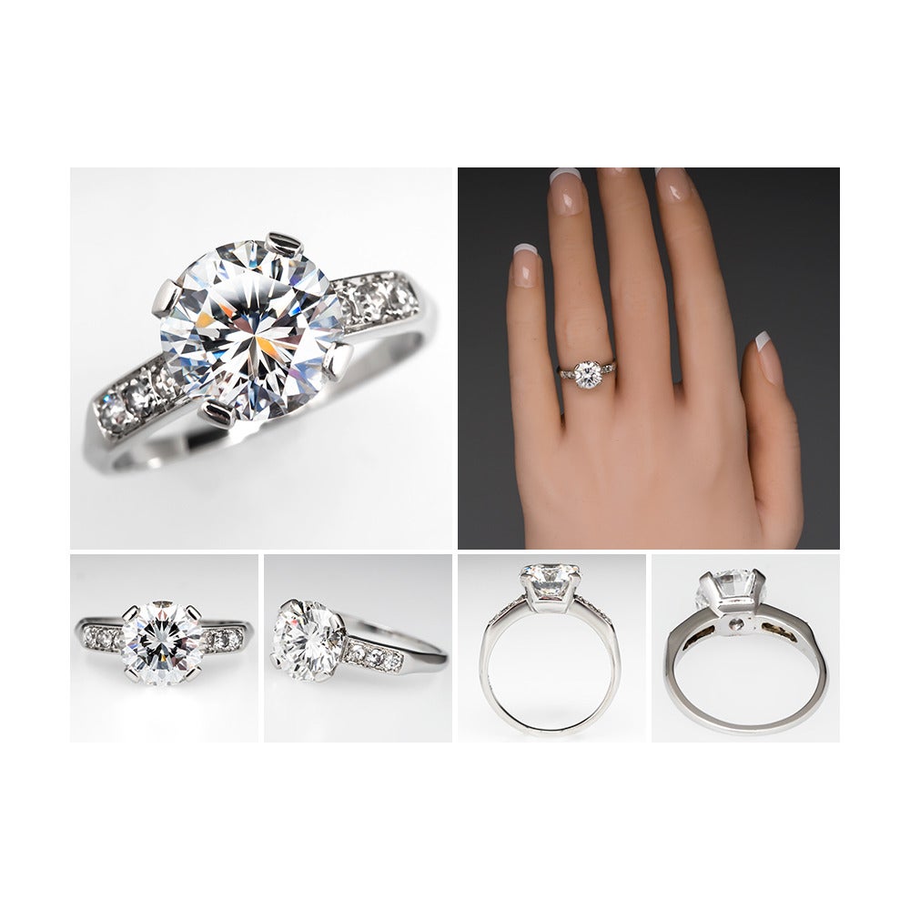 Modern 2 Carat Brilliant GIA Cert Diamond Gold Engagement Ring