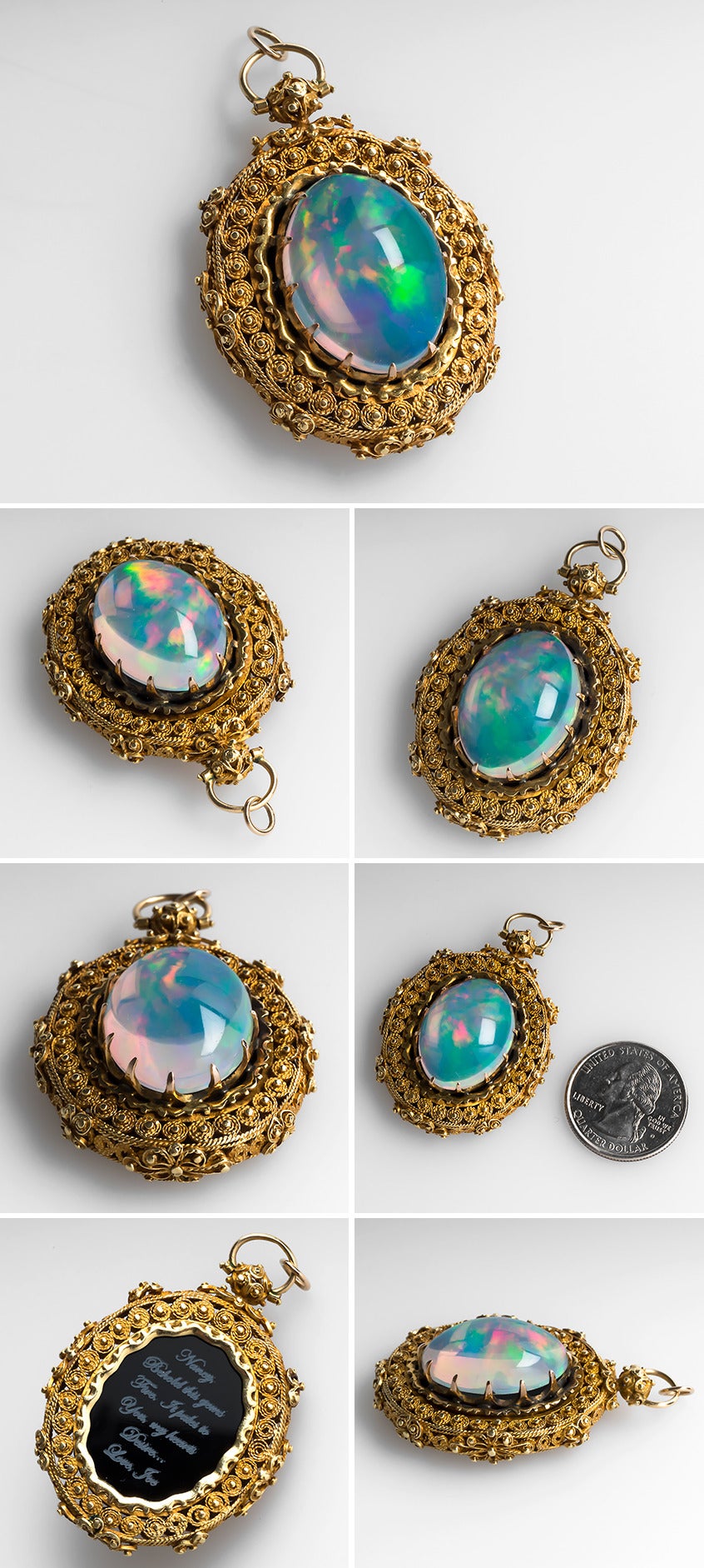 Late Victorian Victorian Era Jelly Opal Locket Pendant For Sale